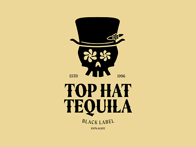 Top Hat Tequila Logo Lockup agave branding flower icon lockup logo logo design organic retro skull sustainable tequila top hat typography