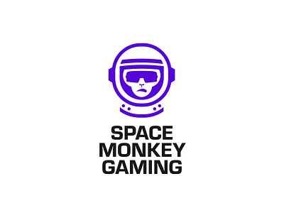 Space Monkey Gaming Logo astronaut branding design esports gaming icon identity logo logo design minimal modern monkey space typography