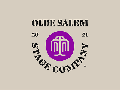 Olde Salem Stage Company Alternate Logo badge branding drama heritage logo logo design retro stage tree typography vintage willow tree