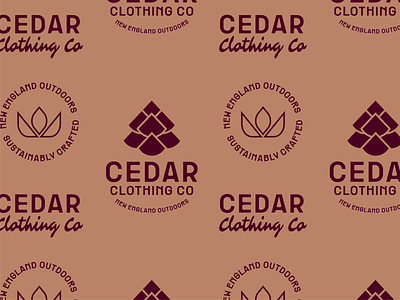 Cedar Clothing Co Logo and Badge Pattern badge branding cedar logo new england outdoors retro sustainable