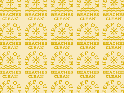 Keep Our Beaches Clean badge beach logo retro sun typography waves