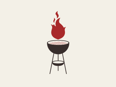 Tall Guy and a Grill Icon – Grill catering cookout fire flame food grill grilling icon iconography illustration red symbol