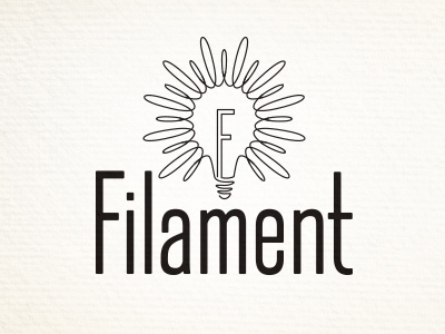 Filament Logo – Concept 1 acronym connection filament icon idea illuminate light lightbulb line work logo symbol vision