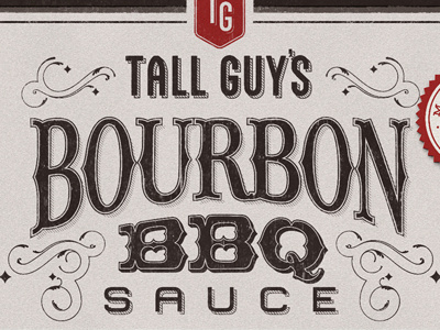 TG – Bourbon BBQ Label Detail bbq bourbon food label lettering line work packaging product sauce shadow texture vintage
