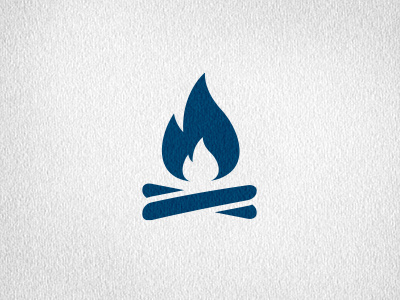 Campfire Icon blue camp campfire fire flame icon iconography illustration logs texture travel vacation