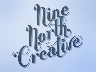 Nine North Creative 9 brand creative hand lettered lettering logo nine north script shadow type typography