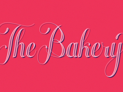 The Bakery bakery border branding delicate hand lettered lettering logo pink shadow type typography wordmark