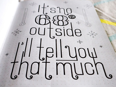 No 68 Degrees fun hand lettered hand lettering ink lettering pen quote saying sketch temperature whimsical