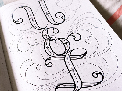 U & I hand lettered hand lettering ink lettering pen sketch text type typography