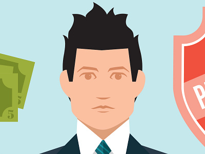 Banking Icons - Close-up businessman face hair illustration man money suit tie vector