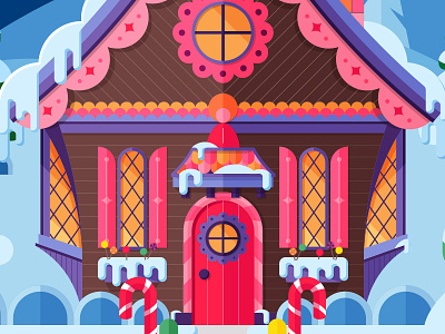 Gingerbread House – Detail 1 animal art candy candy cane christmas design geometric gingerbread gum drop holiday house icicle icon illustration illustrator lollipop season snow vector winter
