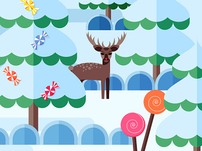 Gingerbread House – Detail 2 antlers candy christmas deer gingerbread holiday lollipop pine tree reindeer rudolph snow winter