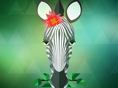 Zebra Colorful animal character flower geometric icon illustration leaves stick stripes symmetry triangle zebra