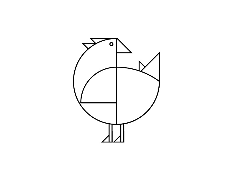 Geometric Chicken minimal outline farm animal line rooster hen chicken geometric icon illustration
