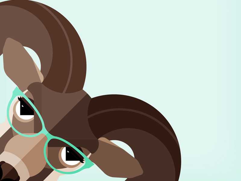 Urial intelligent colorful attitude character glasses sheep ram urial geometric icon illustration