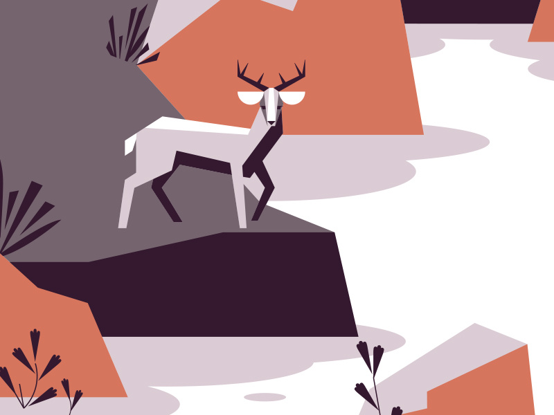 'Concert Poster' geometric plants flat 4 color screen print poster concert deer