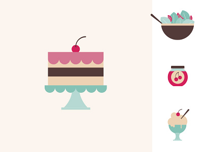 Food Icons cake dessert food ice cream iconography icons illustration jam jar jelly salad sundae