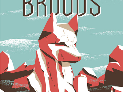 Broods Gig Poster art blue concert design dog flat fox geometric icon illustration illustrator landscape minimal mountain poster screen print texture typography vector wolf