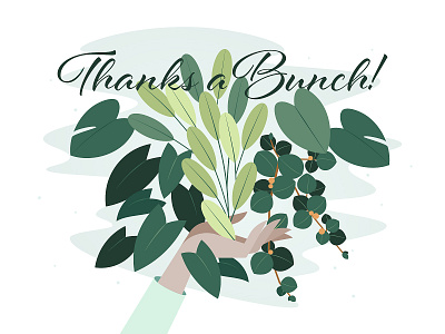 Thanks A Bunch bouquet card design flat flat illustration graphic green hand illustration illustrator leaf nature plant plants simple thank you thanks tropical vector vine