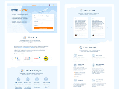 Evacuation Flights - Landing Page design web