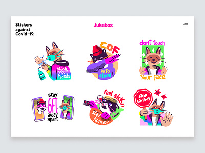 Jukebox - Stickers Against Covid-19 app character coronavirus covid 19 creative design designs illustration sticker stickers ui ux