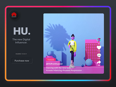 HU dance | Huawei Digital Influencer III 3d 3d animation animation app blender character characterdesign dance design huawei illustration interface minimalism octane ui ux web