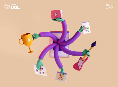 UOL | Digital Career animation app blender branding character cinema4d design illustration interface minimalism ui ux web youtube