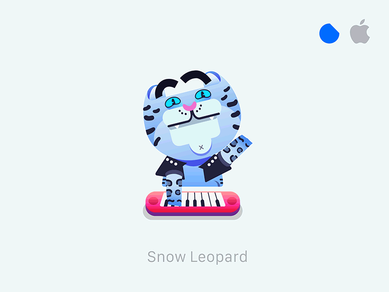 Snow Leopard animation apple cat character creative design motion snow leopard sticker place ui ux