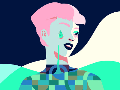Tear app cel animation creative design geometric girl illustration minimalism tear ui water working