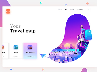 Your Travel Map app design flat gradient illustration interface logo mobile sketch ui ux web