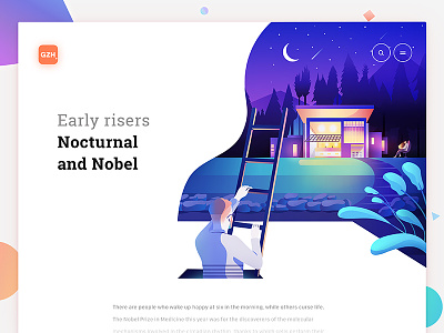 Early Risers and Nobel app art design flat gradient illustration interface logo mobile ui ux web
