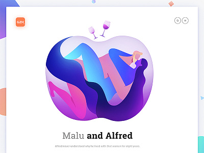 Relationship: Malu and Alfred app apple character design editorial illustration interface love minimalism ui ux web