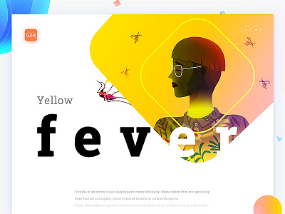 Yellow F E V E R animation brand character design editorial illustration interface minimalism typography ui ux web