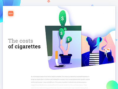 The costs of cigarettes brand character design editorial illustration interface medicine minimalism typography ui ux web