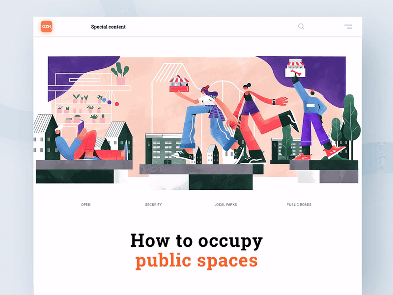 How To Occupy Public Space animation app brand character creative design illustration interface minimalism motion ui ux web