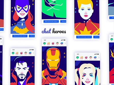 ChatHeroes web experience | 02 animation app character creative dccomics design flat illustration interface logo marvel minimalism motion ui ux web
