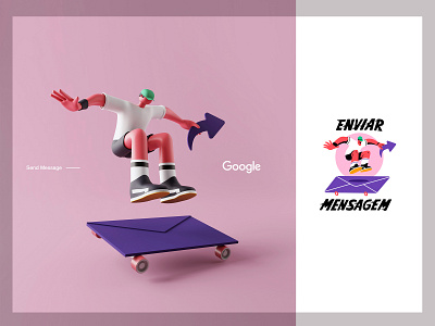 Send Message | Google Partners 3d 3d art app c4d character design google illustration interface message minimalist octane send skater ui ux web