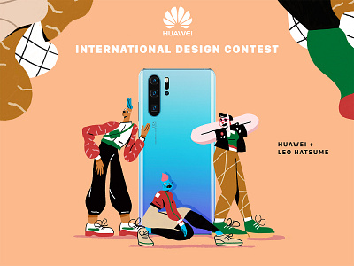 Huawei - International Design Contest 🔥🏁 branding character design emoji huawei illustration leo natsume mobile product design sticker ui ux web