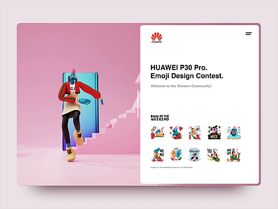 Huawei | KOTW Sticker Pack 3D version 3d animation app brand branding character cinema 4d design illustration interface leo natsume minimalism motion ui ux web