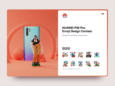 Huawei | Sticker pack | Kings of the Weekend II animation app brand character cinema4d creative design gradient huawei illustration inspiration interface minimalism mobile sticker ui ux web