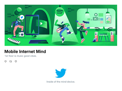 Twitter | Mobile Internet Mind app branding character creative design flat illustration interface spotify twitter ui ux