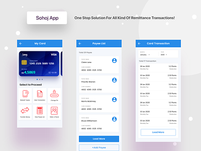 Sohoj App | One stop solution for all remittance Transactions add app card mobile top up money redesign remittance send money sohoj transaction ui ux