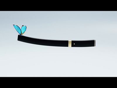 Katana 🦋 3d animation black blade blender butterfly cycles design gif gradient japanese katana loop metallic procedural sword ui ux ux webdesign wings