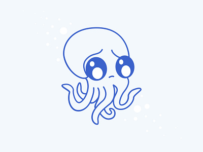 Sad Squidly animal illustration mascot squid vector