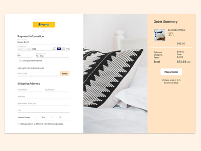 buying pillows checkout checkout page daily ui 002 dailyui dailyuichallenge pillows ui ux uxdesign
