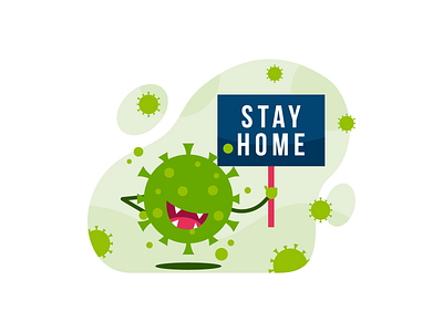 Stay Home Illustration character coronavirus covid 19 cute flat illustration health icon illustration mascot monster stay home virus