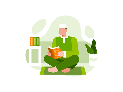 Reading Al-Qur'an Illustration al quran character eid al fitr flat illustration illustration islam koran muslim quran ramadan ramadan mubarak reading