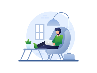 Work From Home Illustration character coronavirus couch covid 19 designer flat illustration freelancer illustration laptop remote working stay at home typing work from home