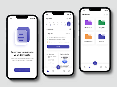 Task Note Mobile App design exploration folder glasmorphism illustration madewithfigma notes purple taskmanagement uidesign uidesigner uiux uxdesign uxdesigner