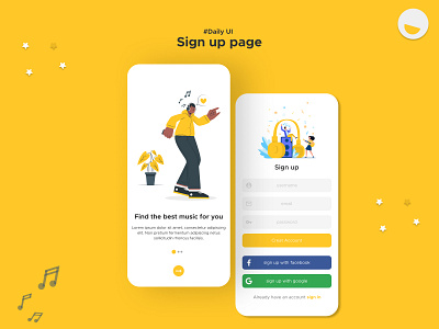 Sign up page - Daily UI app ios mobile app design on boarding sign in sign up sign up ui design ui ux